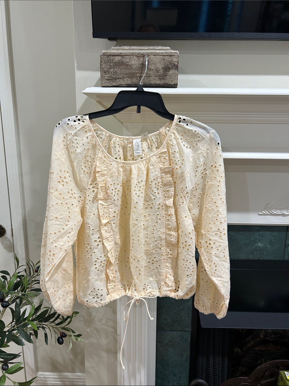 Joie Cream Eyelet Ruffle Blouse
